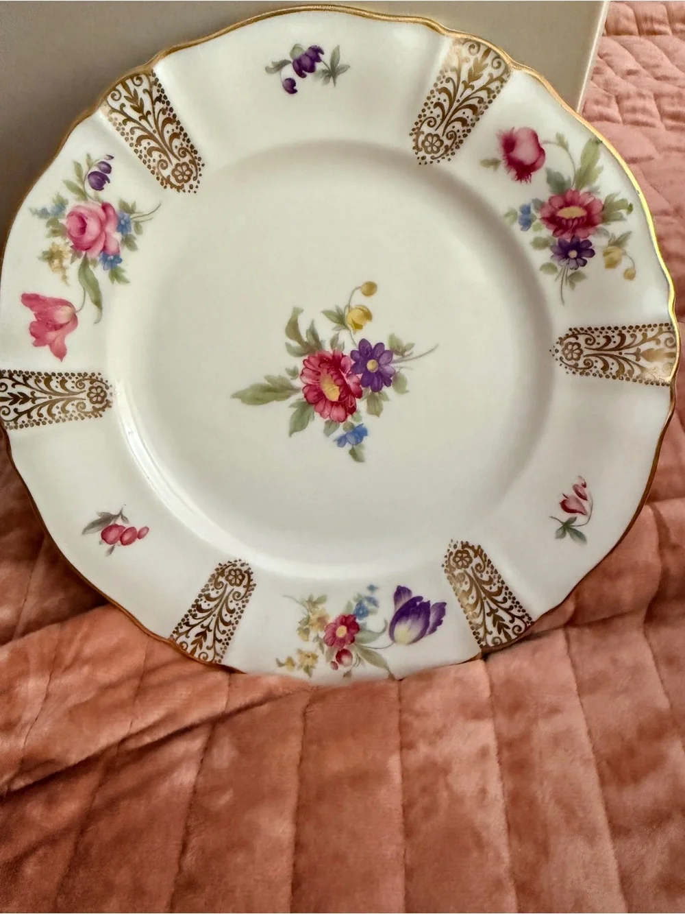Vintage K&A Krautheim Selb Bavaria Germany Floral Porcelain Plate Gold Trim